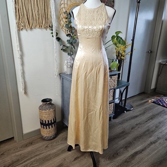 Vintage Jessica McClintock Gunne Sax Yellow Maxi Dress Size 5/6 Small - Picture 1 of 10